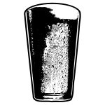 Vector clip art of cold pint of beer in black and white
